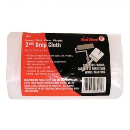 Red Devil 2-Mil. 9'X12' Plastic Drop Cloth 630-3962